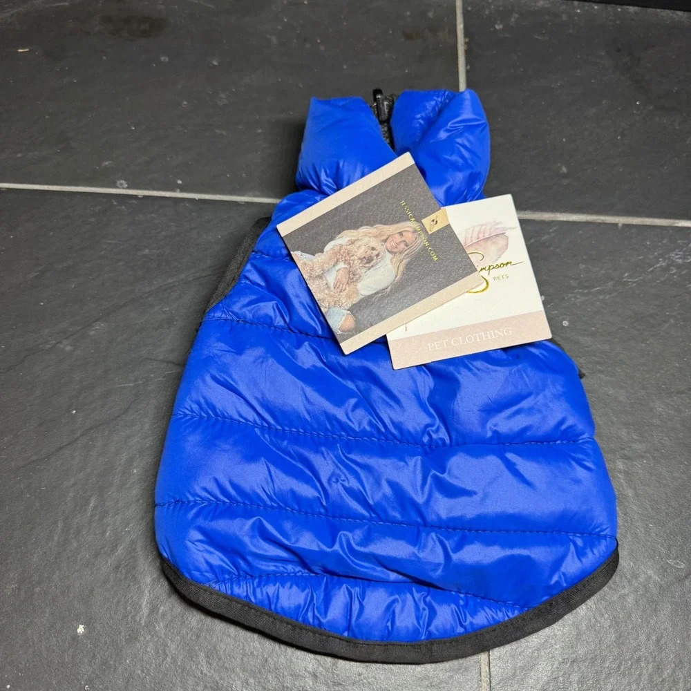 New Jessica Simpson Pets Blue Quilted Puffer Dog Vest Jacket XS 5JSJKT-QLT-BLU